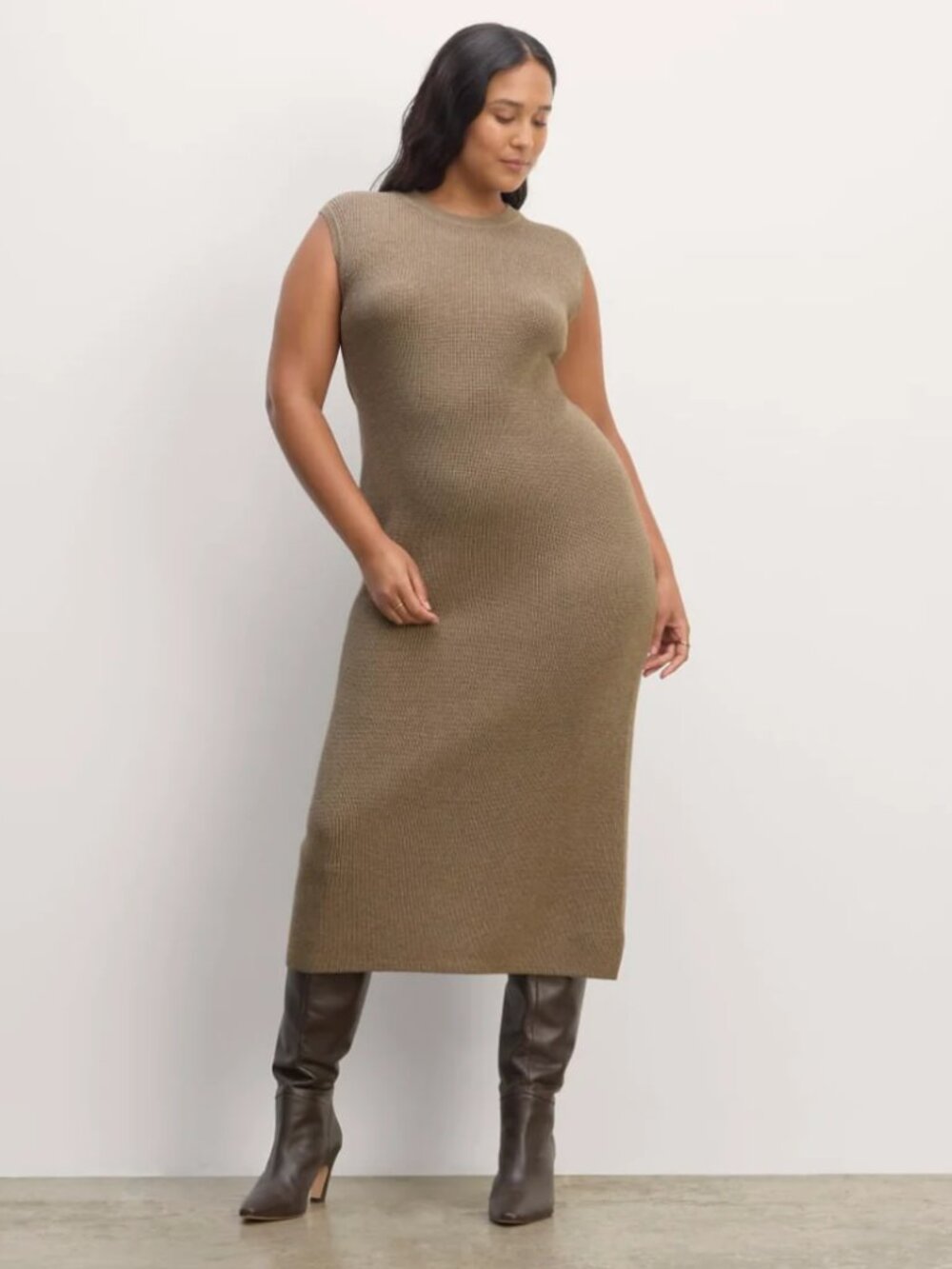 Everlane The Midi Dress In Everyday Cotton Knit Dress Size Small